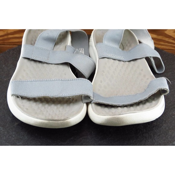 Crocs Sz 11 M Gray Ankle Strap Fabric Women Sandals - Picture 2 of 7